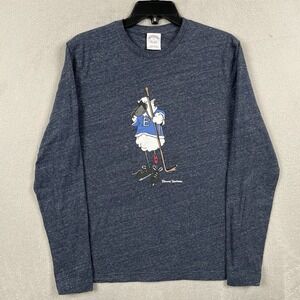 Brooks Brothers Shirt Men Small Blue Henry Mascot Hockey Long Sleeve Graphic Tee